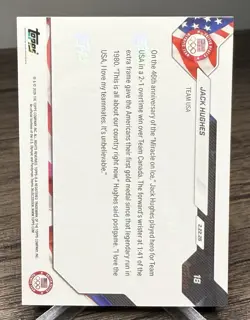 2026 Olympics Topps Now Jack Hughes Golden Goal Team USA - GOLD OPAL CHROME /50 - Image 2
