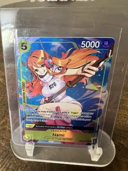 Bandai One Piece CCG Nami OP08-106 Super Rare Two Legends Foil 5000 Power Card - Image 1