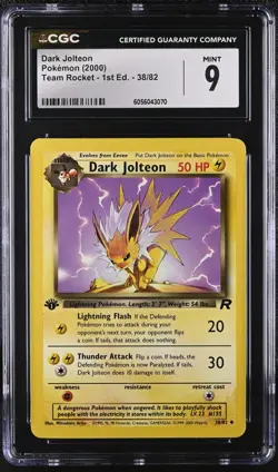 PSA CGC 9 MINT Dark Jolteon Team Rocket 1st Edition 38/82 Pokemon Card - Image 1