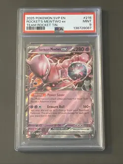 Pokemon TCG: Team Rocket's Mewtwo ex 216 Scarlet & Violet Promo Cards Holo PSA 9 - Image 1