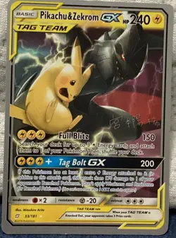 Pikachu & Zekrom GX Tag Team Ultra Rare Pokemon Card HP 240 33/181 2019 - Image 1