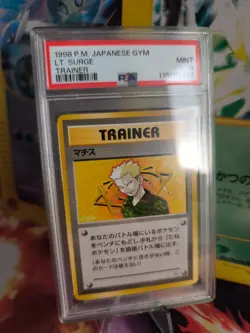 Pokemon Card Lt Surge Major Bob Leaders Stadium Japanese Gym heroes 1998 PSA 9 - Image 1