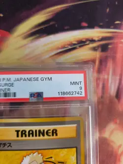 Pokemon Card Lt Surge Major Bob Leaders Stadium Japanese Gym heroes 1998 PSA 9 - Image 4
