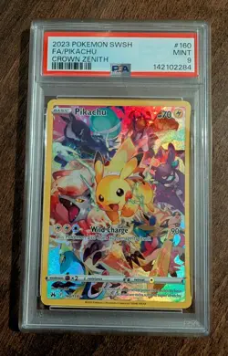 Pikachu 160/159 Crown Zenith Secret Rare Holo Card Pokemon TCG MINT PSA 9 - Image 1
