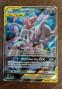 Mewtwo & Mew GX SM191 Sun & Moon Tag Team Alt Art Promo Pokemon Card - Image 1