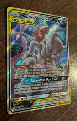 Mewtwo & Mew GX SM191 Sun & Moon Tag Team Alt Art Promo Pokemon Card - Image 2