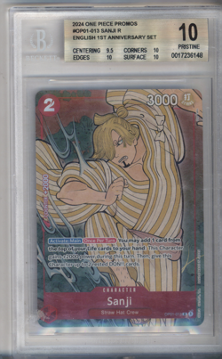 2024 One Piece Promos Sanji 1st Anniversary Set #OP01-013 BGS 10 PRISTINE - Image 1