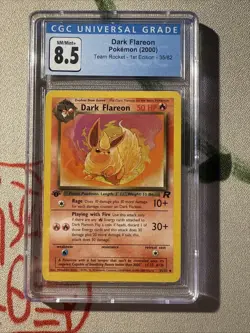 CGC 8.5 Dark Flareon Team Rocket 1st Edition 35/82 Pokemon Card psa - Image 1