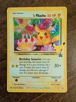 _'s Pikachu 24 Birthday Pikachu Celebrations Pokemon TCG - NM - Image 1