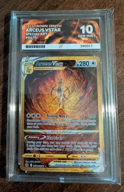Arceus VSTAR GG70/GG70 Crown Zenith Pokemon TCG - ACE 10 Perfect Subgrades - Image 1