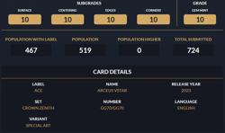 Arceus VSTAR GG70/GG70 Crown Zenith Pokemon TCG - ACE 10 Perfect Subgrades - Image 3