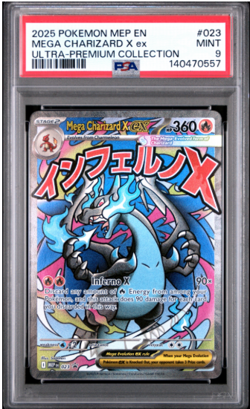 2025 POKEMON MEP EN BLACK STAR PROMO #023 MEGA CHARIZARD X EX PSA 9 - Image 1