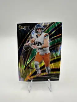 2025 Panini Select Football Bo Nix #211 Club Level- Green And Yellow Shock Prizm - Image 1
