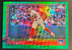 2025 Topps Chrome Logofractor Zach Neto Green Refractor /99 #211 Angels - Image 1