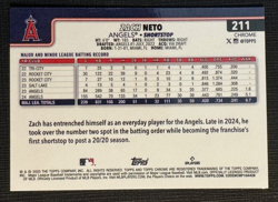 2025 Topps Chrome Logofractor Zach Neto Green Refractor /99 #211 Angels - Image 2