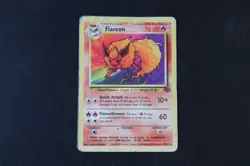 Flareon 19/64 Non Holo Rare Pokemon TCG Card Vintage Jungle 1999 Damaged - Image 1