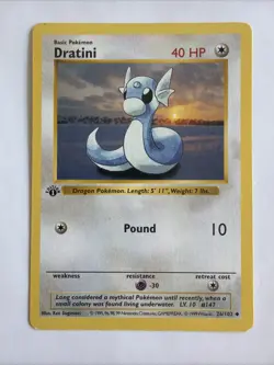 Pokemon Card - Dratini Base Set Shadowless 26/102 1st Edition Uncommon - Image 1