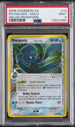 2006 POKEMON EX HOLON PHANTOMS #16 RAYQUAZA-HOLO PSA 9 - Image 1