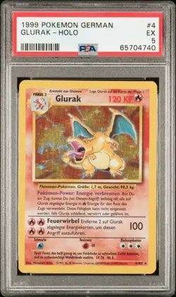 Rare 1999 Pokemon German Glurak Charizard Base Set Holo 4/102 PSA 5 - Image 2