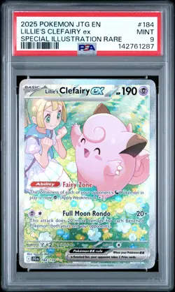 2025 POKEMON JTG EN-JOURNEY TOGETHER #184 LILLIE'S CLEFAIRY EX PSA 9 - Image 1