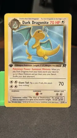 Dark Dragonite 22/82 Rare - 1st edition Rocket Pokemon Card - HP - Image 1