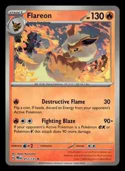 Flareon 013/131 Poke Ball Reverse Holo Prismatic Evolutions Pokemon Card - Image 1