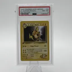 Pokemon TCG 2000 Gym Heroes Lt. Surge's Raichu #28/132 1st Edition Rare PSA 8 - Image 1