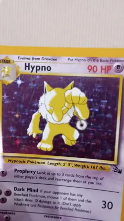Pokemon TCG - Hypno Unlimited Holo Rare - Fossil WOTC 8/62 WOTC MP - Image 5