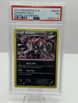 2011 Pokemon B & W #BW09 Zoroark Holo Promo Victini Box PSA 7 - Image 1