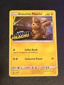 Pokemon TCG Sun & Moon Black Star DVD Promo Detective Pikachu Holo SM190 LP+ - Image 1