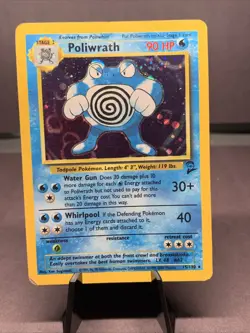 Pokemon TCG Poliwrath 15/130 Base Set 2 Unlimited Holo Rare WOTC VTG 2000 HP - Image 1