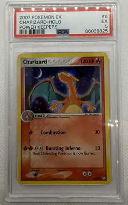 2007 Pokemon EX Charizard Holo Power Keepers, PSA 5 Near Mint 6/108 - Image 1