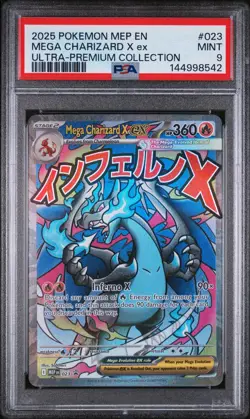 2025 Pokemon Mep En-Me Black Star Promo #023 Mega Charizard X Ex Ultra PSA 9 - Image 1