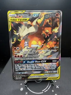 Pokemon TCG Sun & Moon Reshiram Charizard GX SM201 Full Art Black Star Promo NM! - Image 1