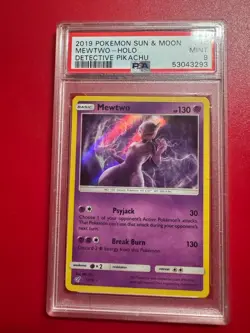 2019 POKEMON SUN & MOON DETECTIVE PIKACHU #12 MEWTWO-HOLO PSA 9 - Image 1