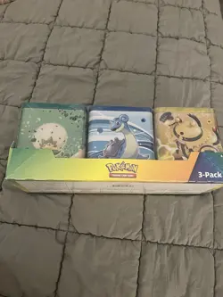 Pokemon TCG Costco Stacking 3 Tins Evolving Skies Fusion Strike Brilliant Stars - Image 1