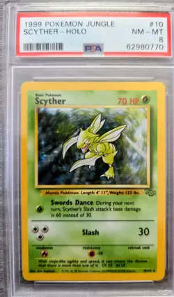 1999 Scyther Holo Pokemon Card Jungle 10/64 PSA 8 - Image 1