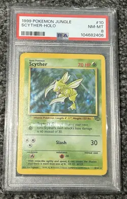 Scyther Jungle Holo 10/64 PSA 8 NM-MT Pokemon Card TCG WOTC 1999 - Image 1