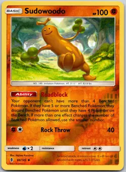 Sudowoodo 66/145 Reverse Holo Uncommon Guardians Rising NM - Image 1