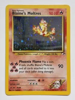 Pokemon Blaine's Moltres Holo Rare Gym Heroes 001/132 Unlimited English 2000 - Image 1
