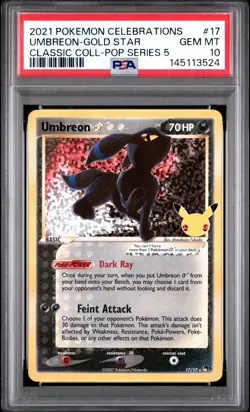 PSA 10 UMBREON 17/17 GOLD STAR CELEBRATIONS CLASSIC COLLECTION POKEMON ✨ - Image 1