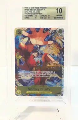 One Piece Monkey D. Luffy P-036 Pre-Release Winner BGS 10 - Image 1