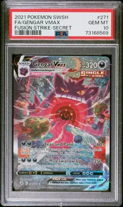 2021 POKEMON SWORD & SHIELD FUSION STRIKE SECRET FULL ART/GENGAR VMAX PSA 10 - Image 1