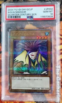 YuGiOh Aqua Madoor PSA 10 25th Quarter Century Secret Rare QCLP-JP002 - Image 1