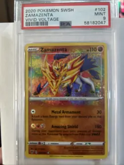 Pokemon 2020 Zamazenta Holo Card Vivid Voltage 102/185 Amazing Rare PSA 9 Mint - Image 1