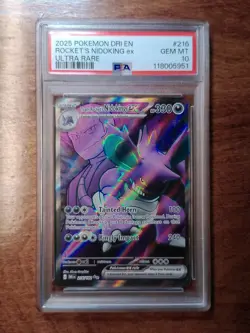 2025 Pokemon Destined Rivals Rocket's Nidoking ex #216/182 Ultra Rare PSA 10 - Image 1