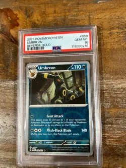 POKEMON 2025 Prismatic Evolutions UMBREON #059 Reverse Holo PSA 10 Gem Mint 2 - Image 1
