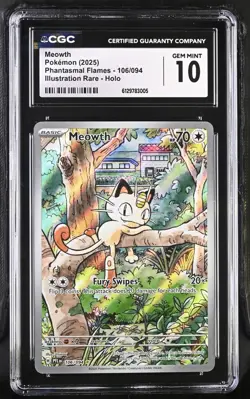 Pokemon TCG Meowth Illustration Rare PFL 106/094 - CGC GEM MINT 10 - Image 1