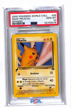 2000 Pokemon Pikachu World Collection Snap Pikachu Spanish PSA 10 #26 - Image 1