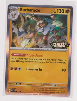 Pokemon TCG Perfect Order Barbaracle MEP065 Stamped Pre Release - Image 1